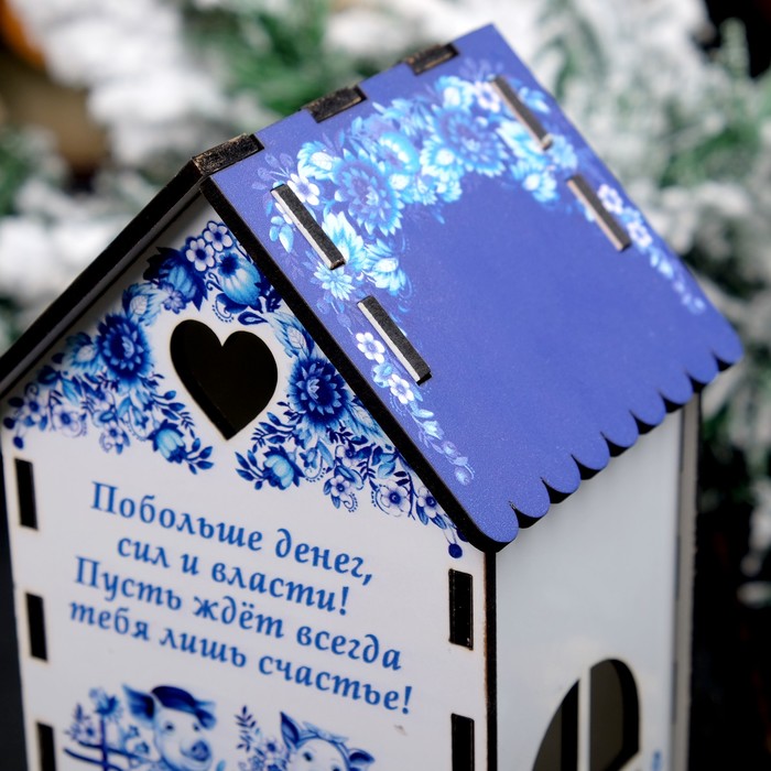 Чайный домик «Свинки», гжель, 9,3×9,3×20 см