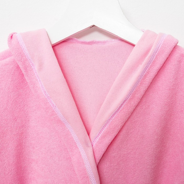 Халат махровый с капюшоном, рост 86-92 см, цвет розовый