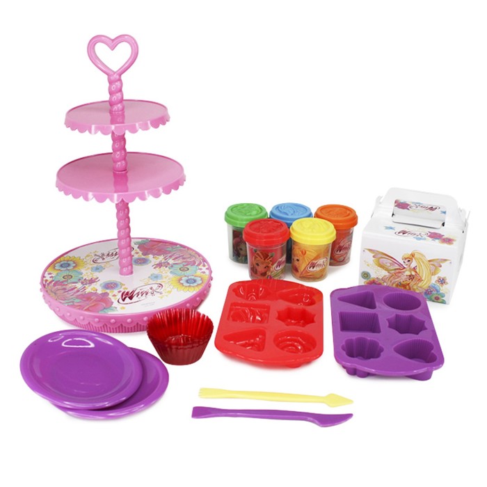 Набор для лепки WINX &quot;Магическая фабрика мороженого&quot;, 56 гр, 5 цветов, формы, посдставка, 2 карточки