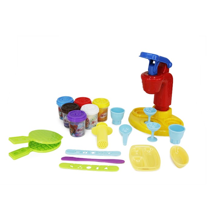 Набор для лепки WINX &quot;Магическая фабрика мороженого&quot;, 56 гр, 6 цветов, пресс, посудка