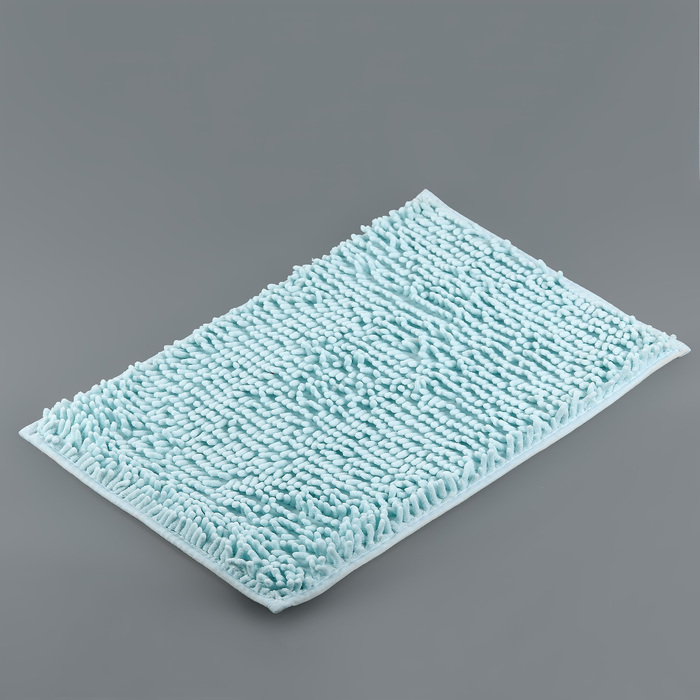 Коврик для ванной "Букли длинные", цвет светло-голубой