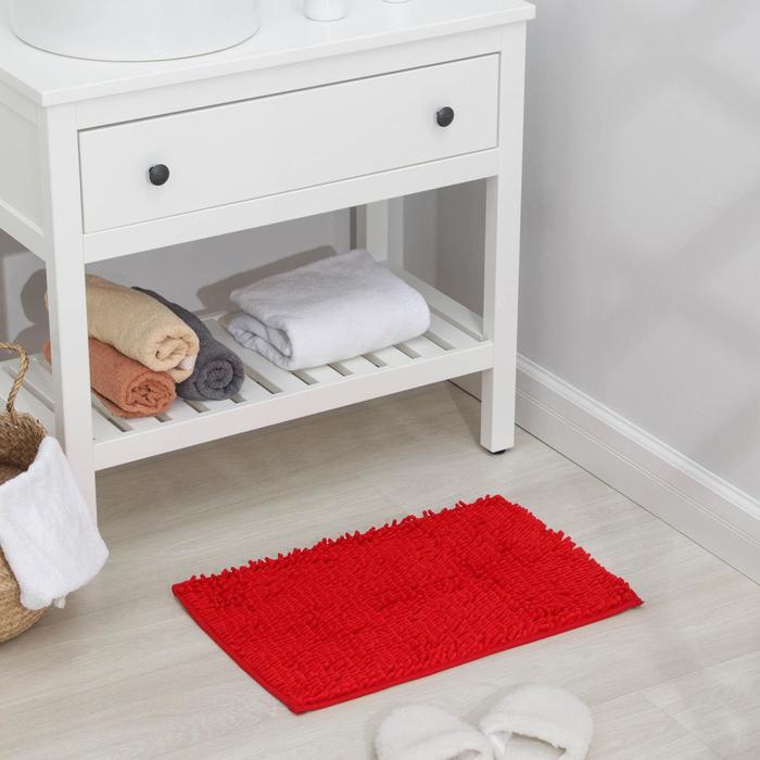 Коврик для ванной Доляна «Букли длинные», 40×60 см, цвет красный коврик для ванной доляна букли 40×60 см цвет серый