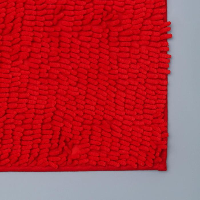 Коврик для ванной "Букли длинные", цвет красный