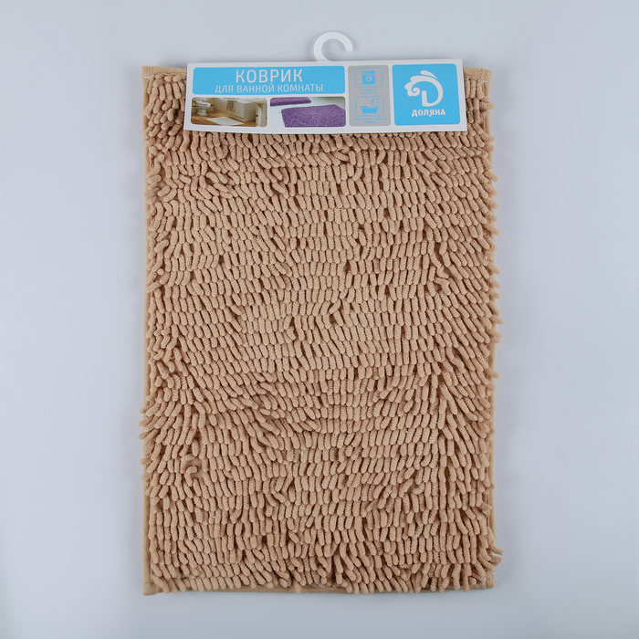 Коврик для ванной "Букли длинные", цвет бежевый