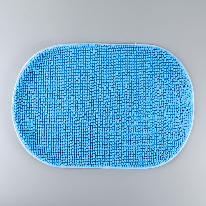 Коврик для ванной "Букли" овальный, цвет синий