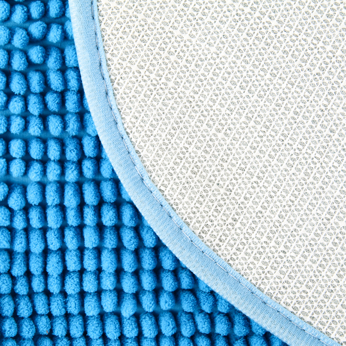 Коврик для ванной "Букли" овальный, цвет синий