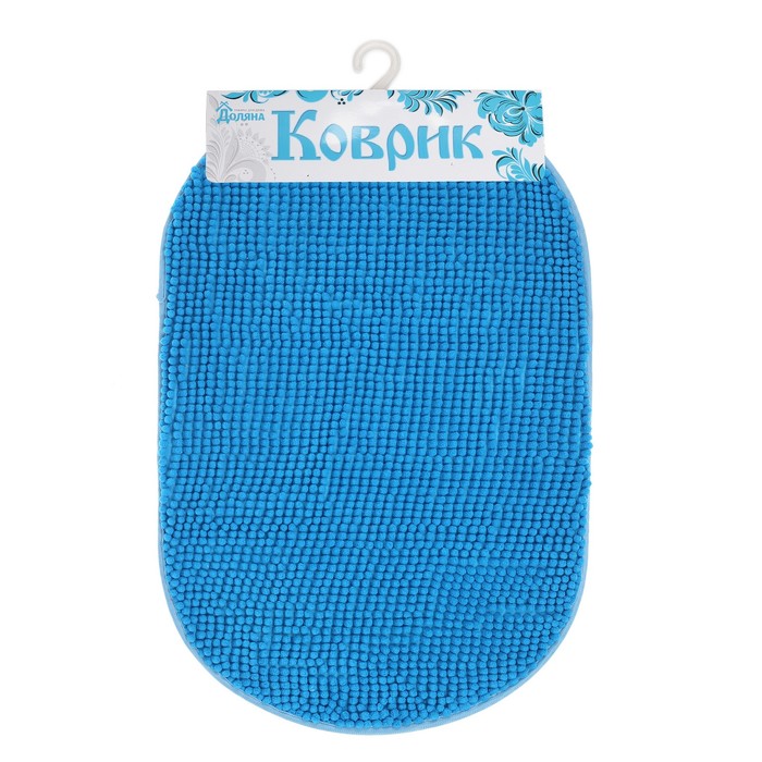 Коврик для ванной "Букли" овальный, цвет синий