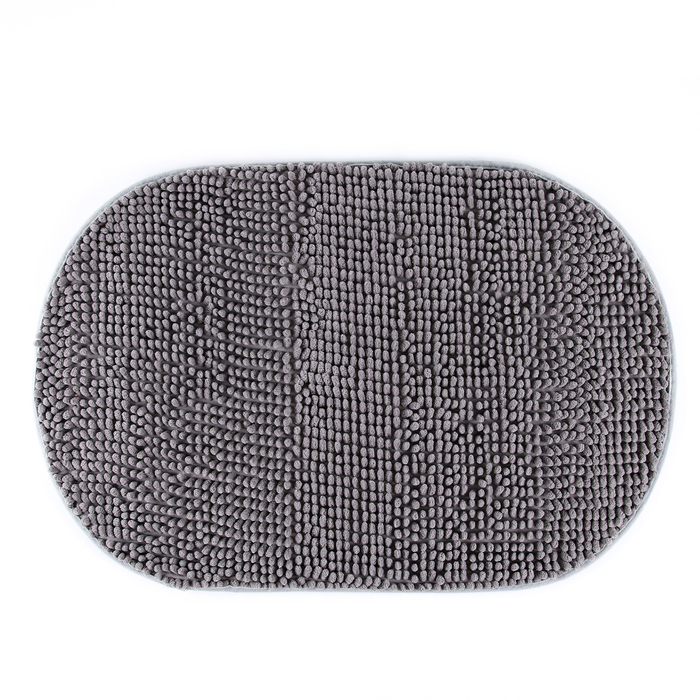 Коврик для ванной "Букли" овальный, цвет серый