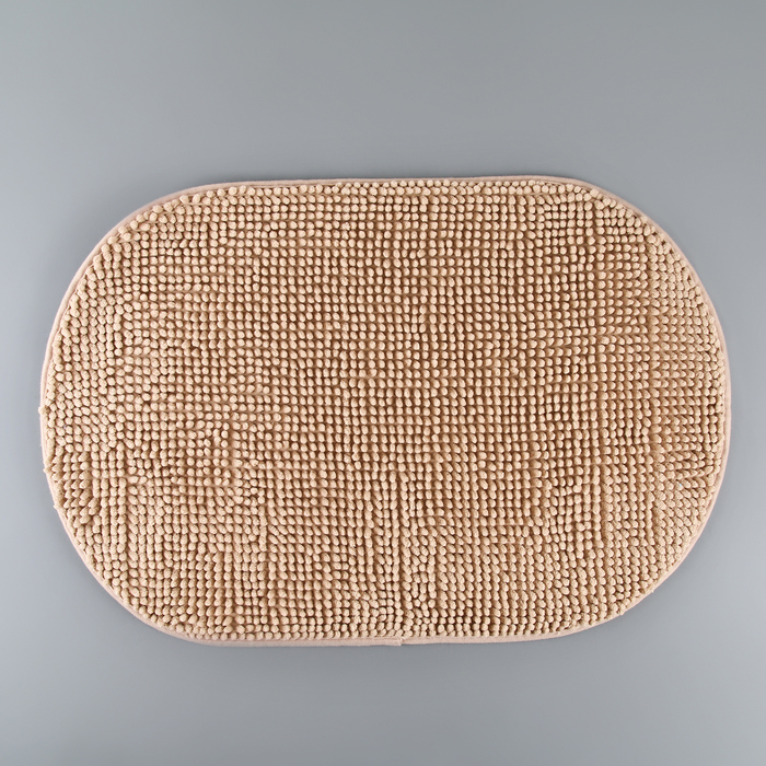 Коврик для ванной "Букли" овальный, цвет бежевый