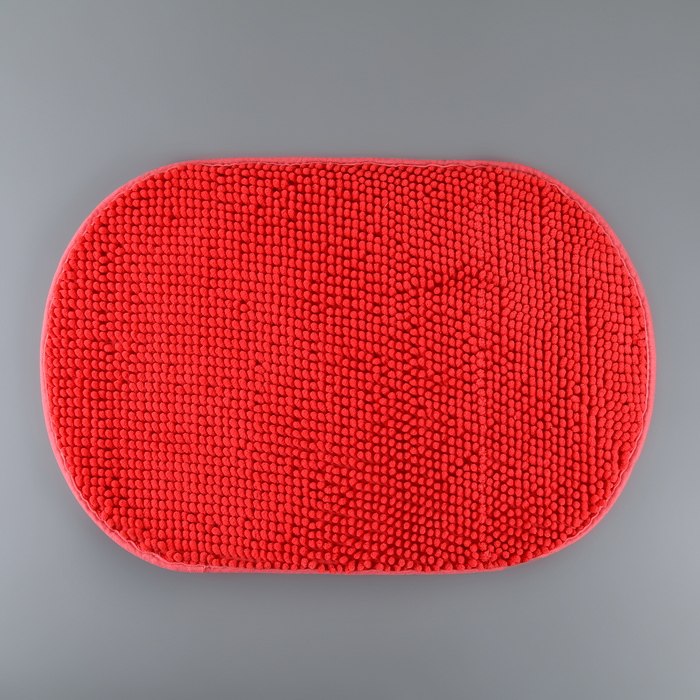 Коврик для ванной "Букли" овальный, цвет коралловый