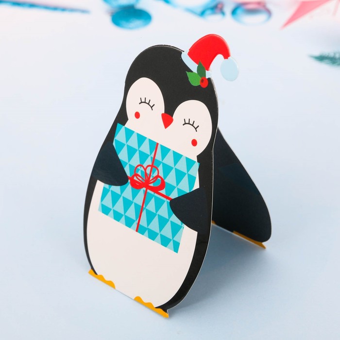 Письмо Деду Морозу с талисманом "Пингвин с подарком"