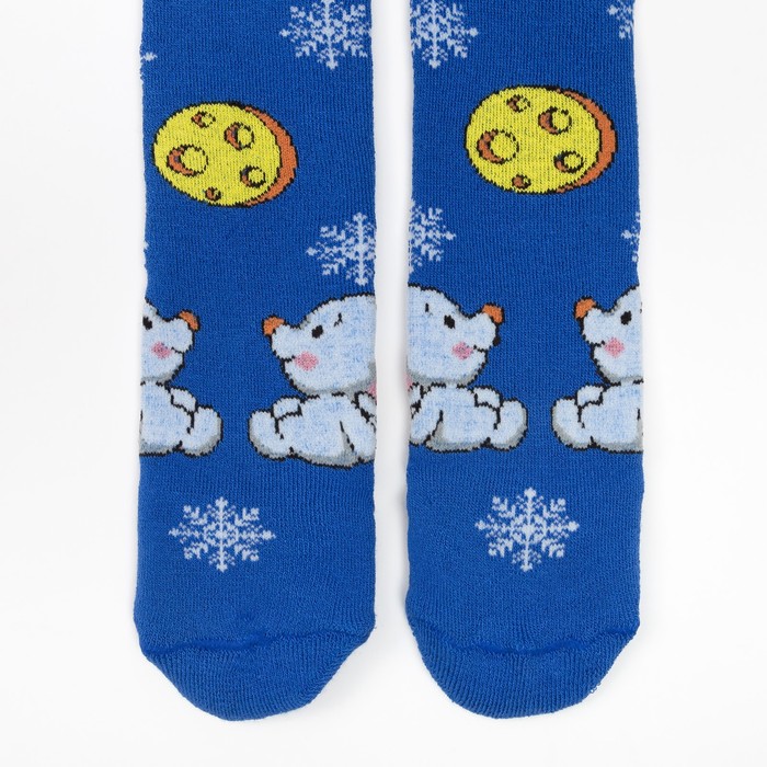 Колготки детские плюшевые ПФС70-2009, цвет васильковый, рост 80-86