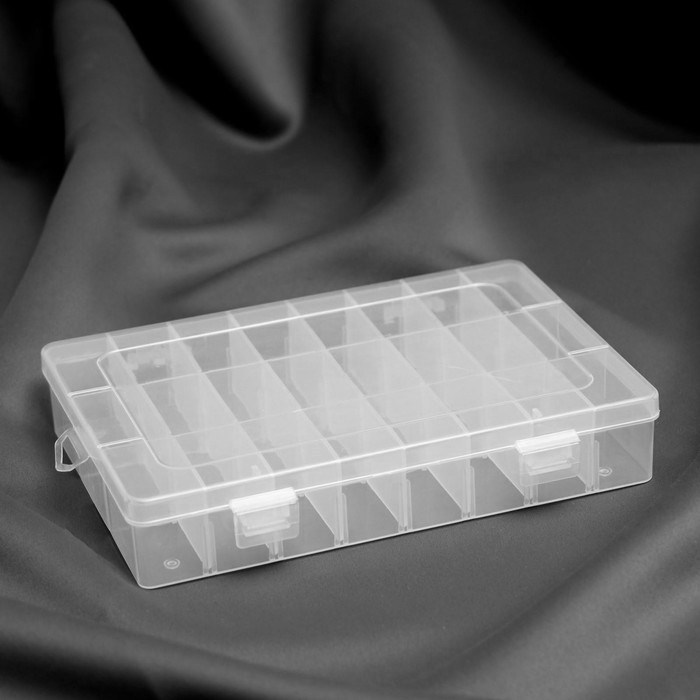 фото Органайзер для рукоделия, со съёмными ячейками, 24 отделения, 19,5 × 13,5 × 3,5 см, цвет прозрачный арт узор