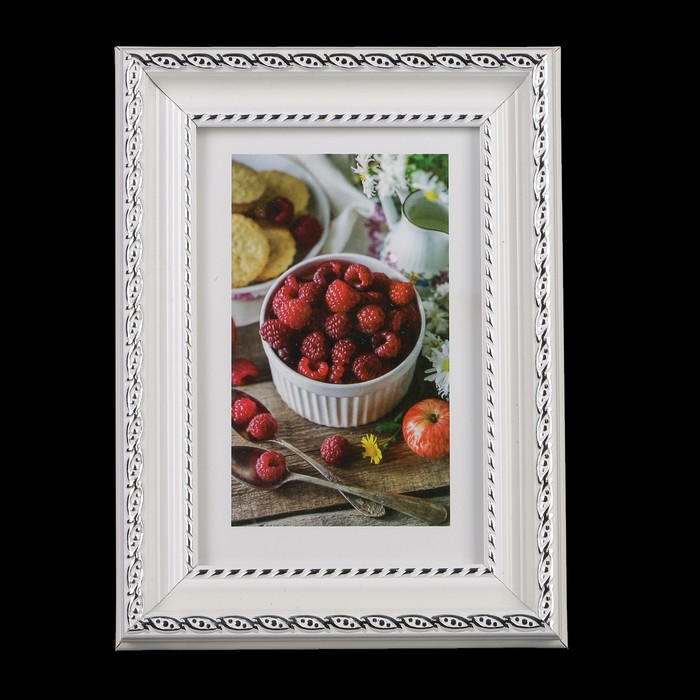 Фоторамка пластик 10х15 см (881S) белый с серебром