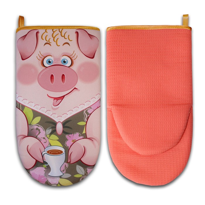 Прихватка рукавица-лягушка "Миссис Свин 2 " 30 см, габардин,ваф.п,160 г/м2,100% хл