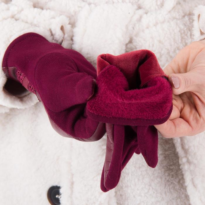 Перчатки женские безразмерные, комбинированные, без подклада, для сенсорных экранов, цвет бордовый