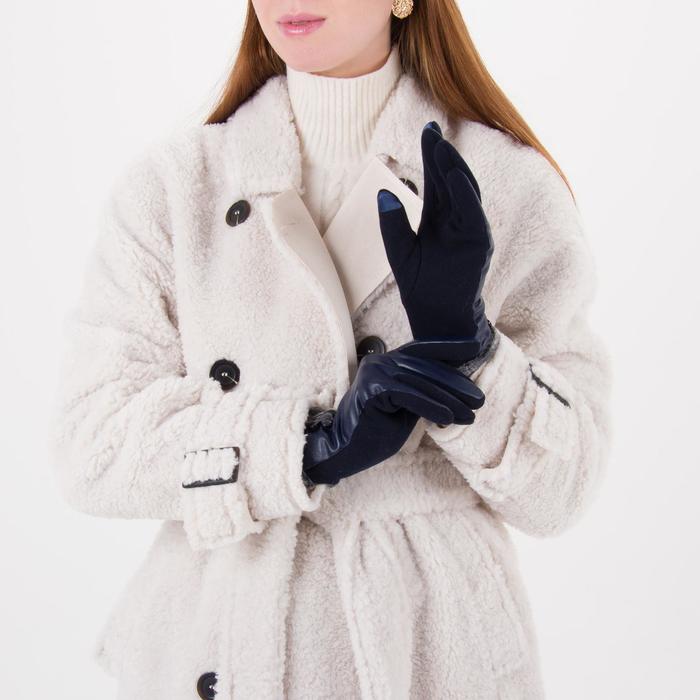 Перчатки женские безразмерные, комбинированные, без подклада, для сенсорных экранов, цвет синий