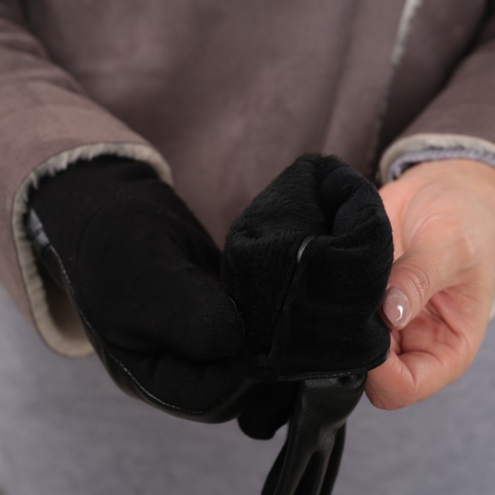 Перчатки женские безразмерные, комбинированные, без подклада, для сенсорных экранов, цвет чёрный