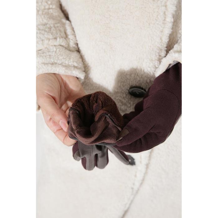 Перчатки женские безразмерные, комбинированные, без подклада, для сенсорных экранов, цвет кофе