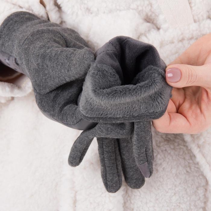 Перчатки женские безразмерные, комбинированные, без подклада, для сенсорных экранов, цвет серый