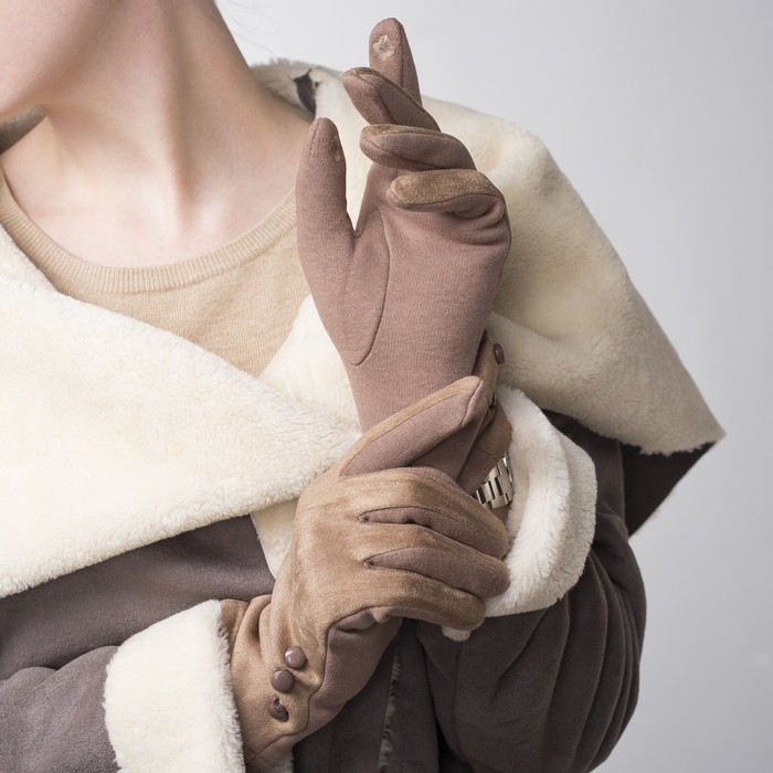Перчатки женские безразмерные, без подклада, цвет бежевый
