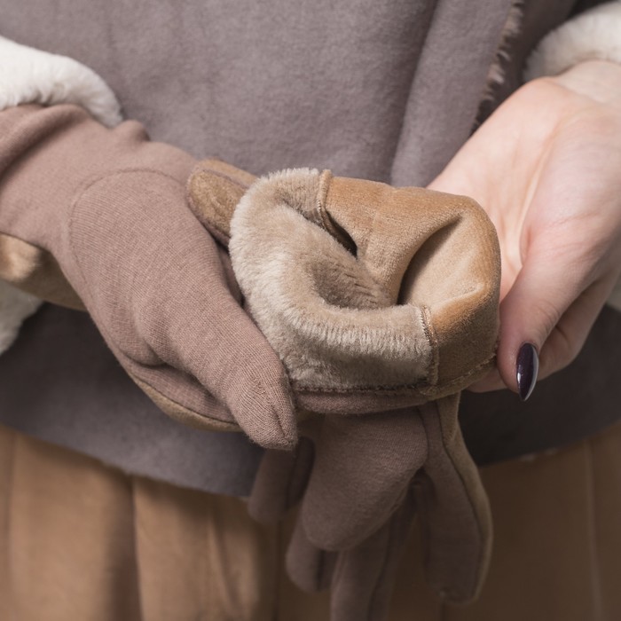 Перчатки женские безразмерные, без подклада, цвет бежевый