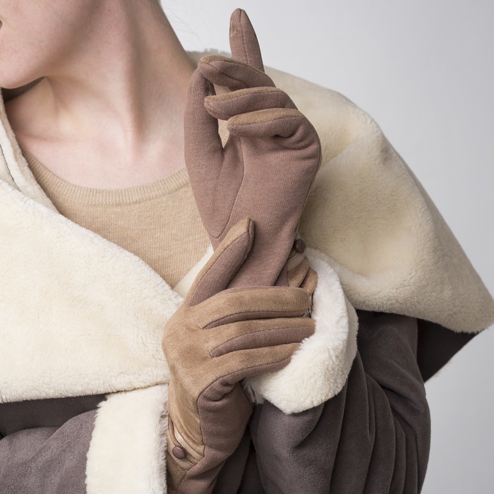Перчатки женские безразмерные, без подклада, цвет бежевый