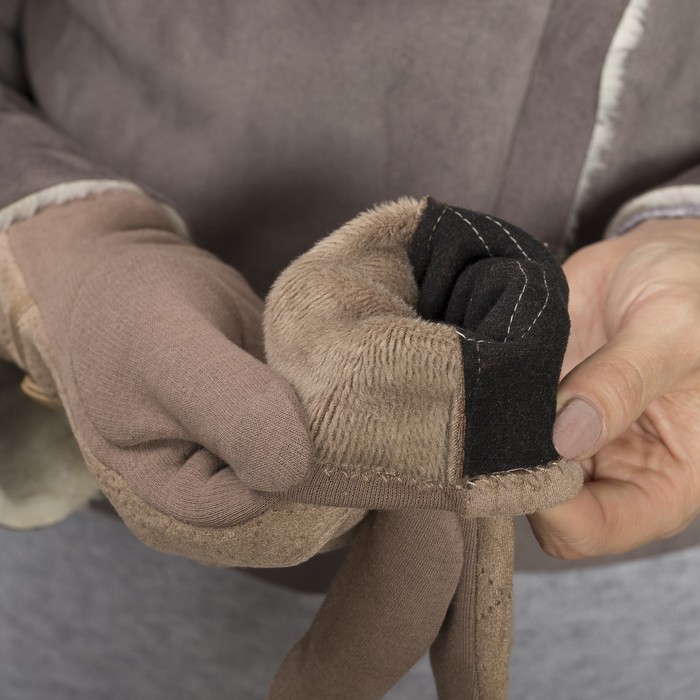 Перчатки женские безразмерные, без подклада, цвет бежевый