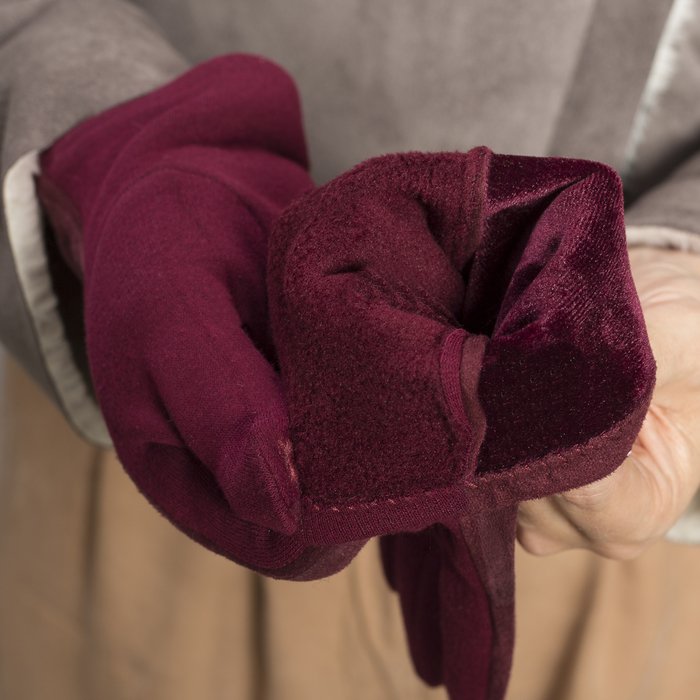Перчатки женские безразмерные, без подклада, цвет бордовый