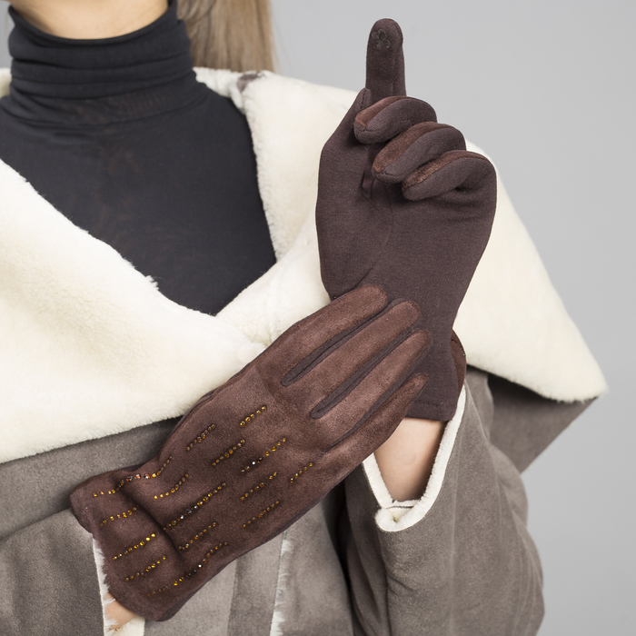 Перчатки женские безразмерные, без подклада, цвет кофе