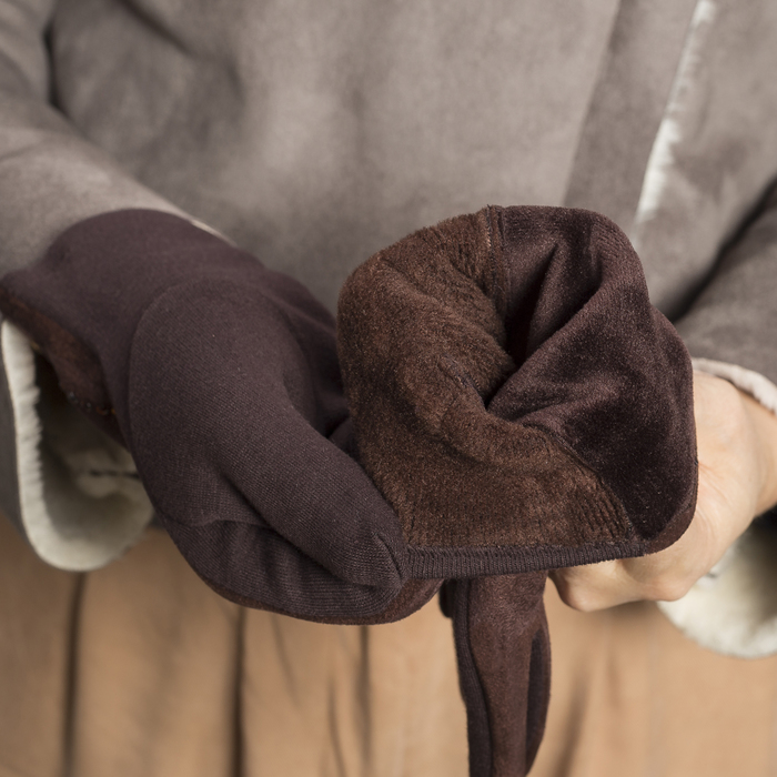 Перчатки женские безразмерные, без подклада, цвет кофе