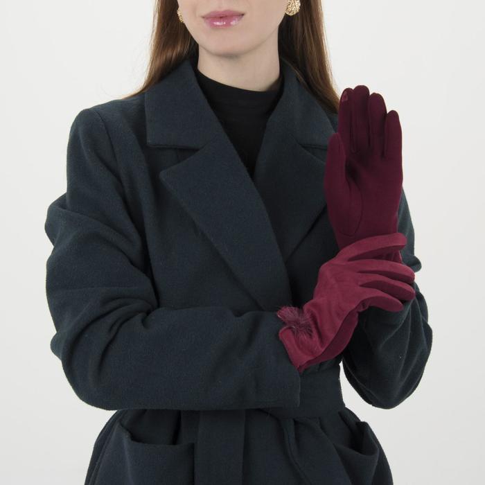 Перчатки женские безразмерные, без подклада, цвет бордовый