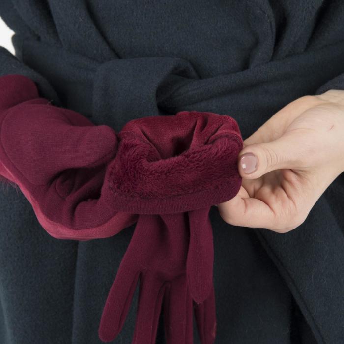 Перчатки женские безразмерные, без подклада, цвет бордовый