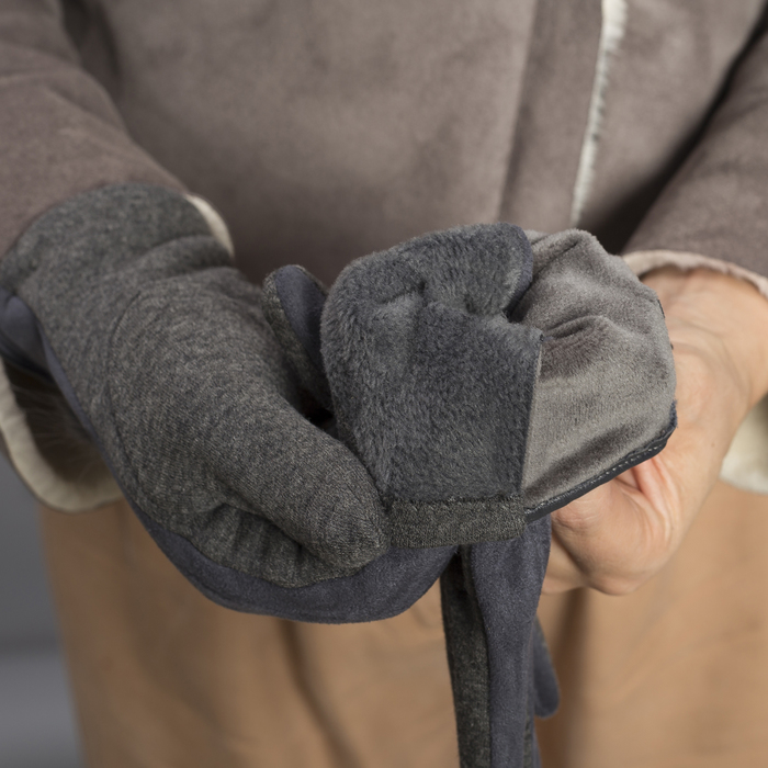 Перчатки женские безразмерные, без подклада, цвет серый
