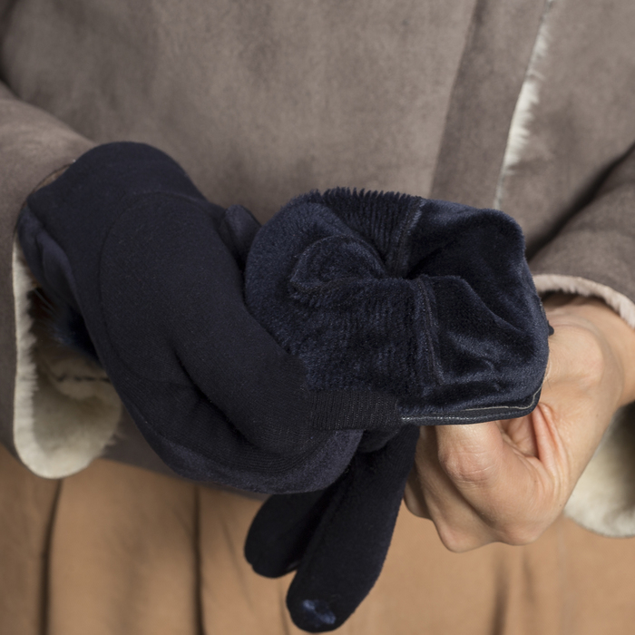 Перчатки женские безразмерные, без подклада, цвет синий