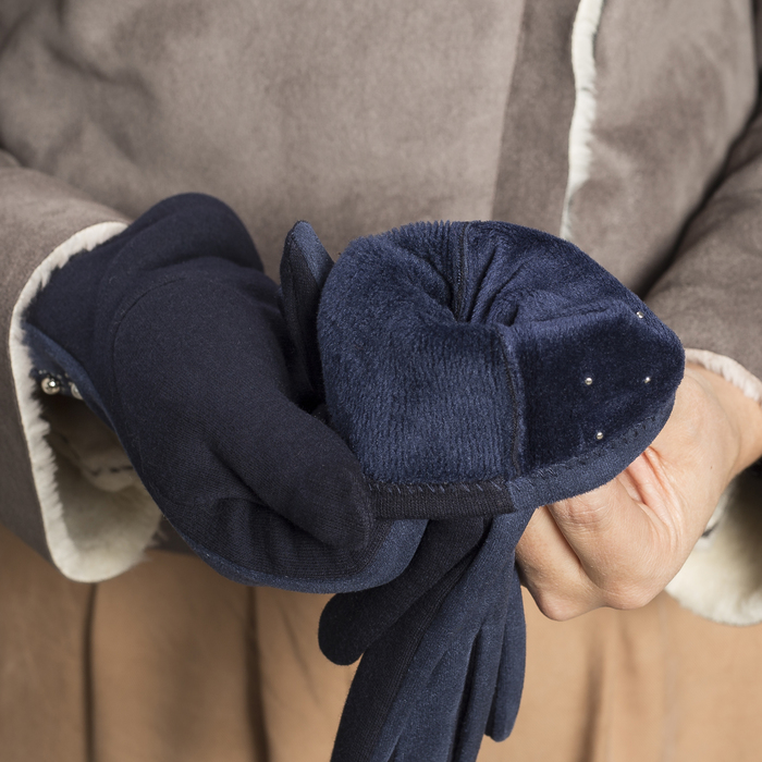 Перчатки женские безразмерные, без подклада, цвет синий