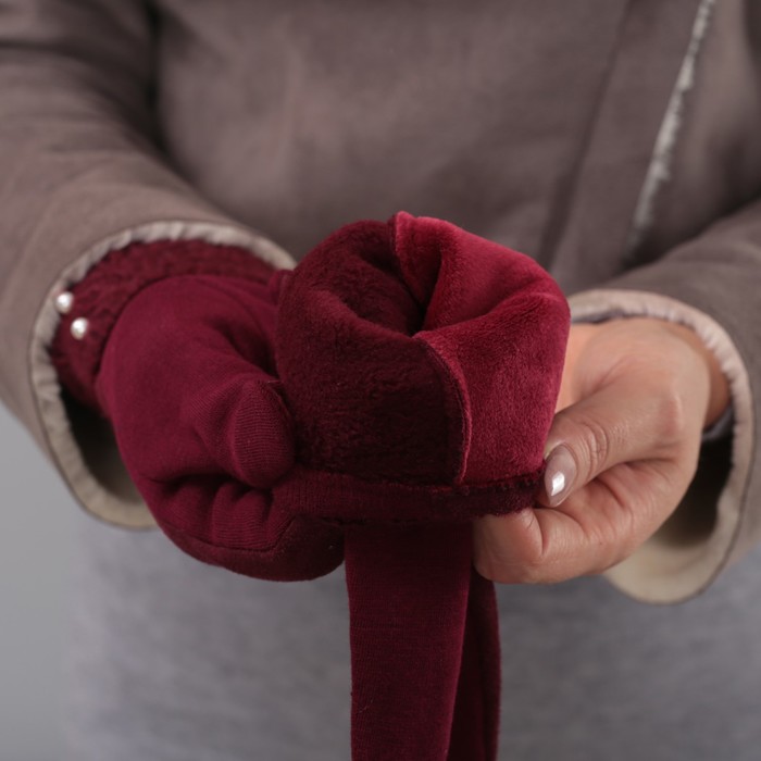Перчатки женские безразмерные, без подклада, цвет бордовый