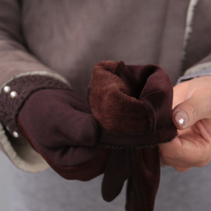 Перчатки женские безразмерные, без подклада, цвет кофе