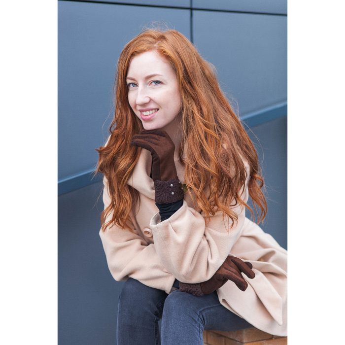 Перчатки женские безразмерные, без подклада, цвет кофе