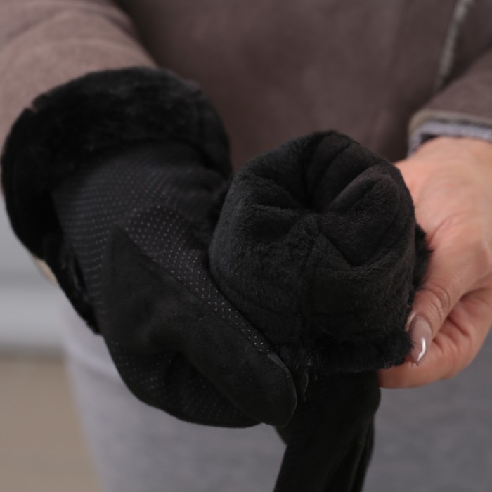 Перчатки женские безразмерные, без подклада, для сенсорных экранов, цвет чёрный