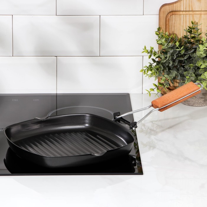 Сковорода-гриль 24 см, складная ручка