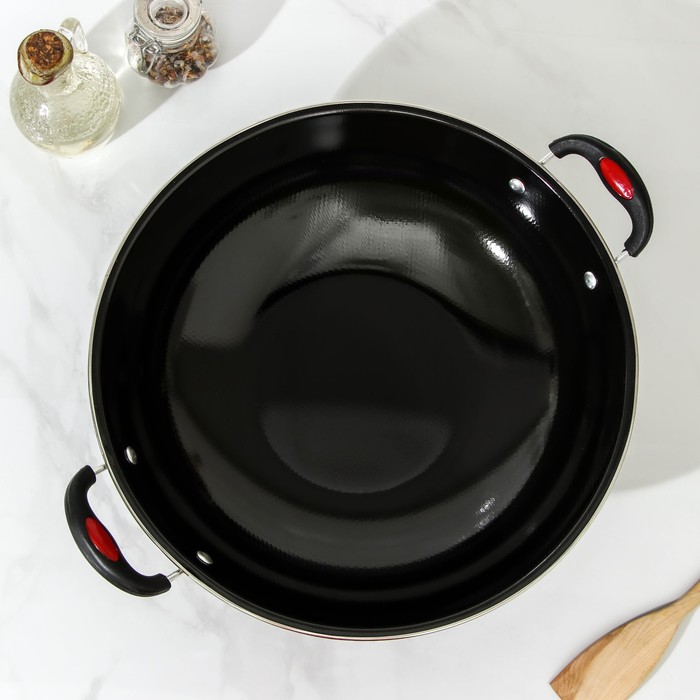 фото Сковорода-wok stir&fry, 4 л, d=34 см, антипригарное покрытие, цвет чёрный