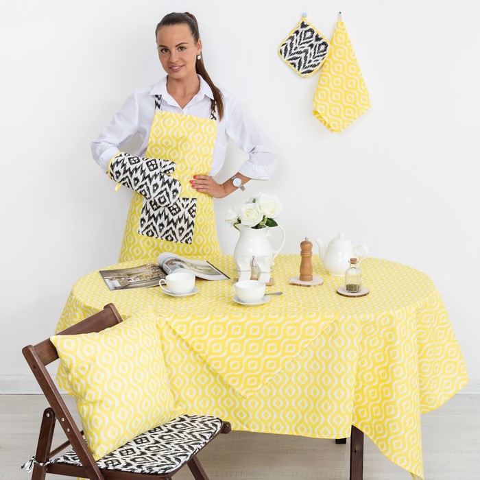 Скатерть «Этель» Серпента жёлтый 110х140 рогожка 160 г/м², 100% хлопок