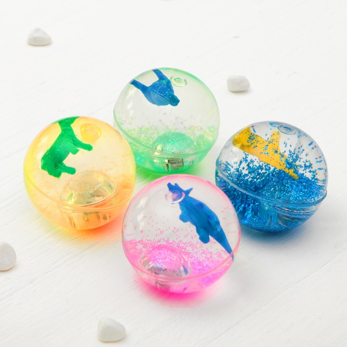 Мяч световой "Звери" с водой 6,5 см, виды МИКС