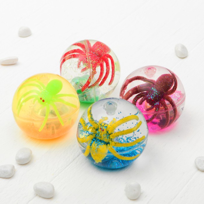 Мяч световой "Паук" с водой 6,5 см, цвета МИКС