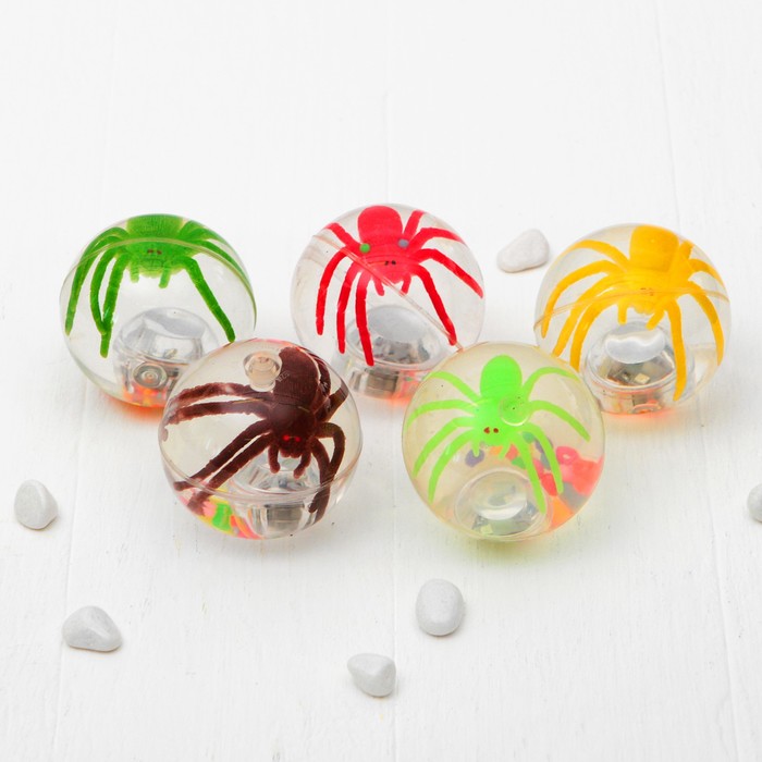 Мяч световой "Паук" с водой 6,5 см, цвета МИКС