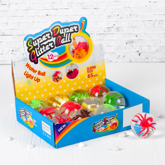 Мяч световой "Паук" с водой 6,5 см, цвета МИКС