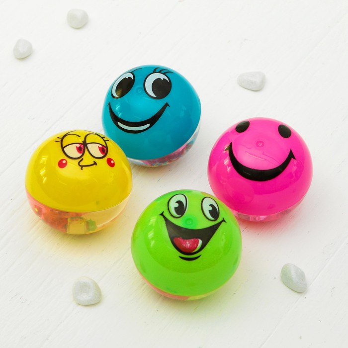 Мяч световой "Смайлы" с водой 6,5 см, виды МИКС