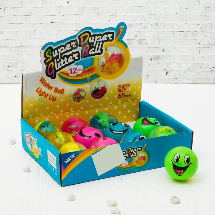 Мяч световой "Смайлы" с водой 6,5 см, виды МИКС