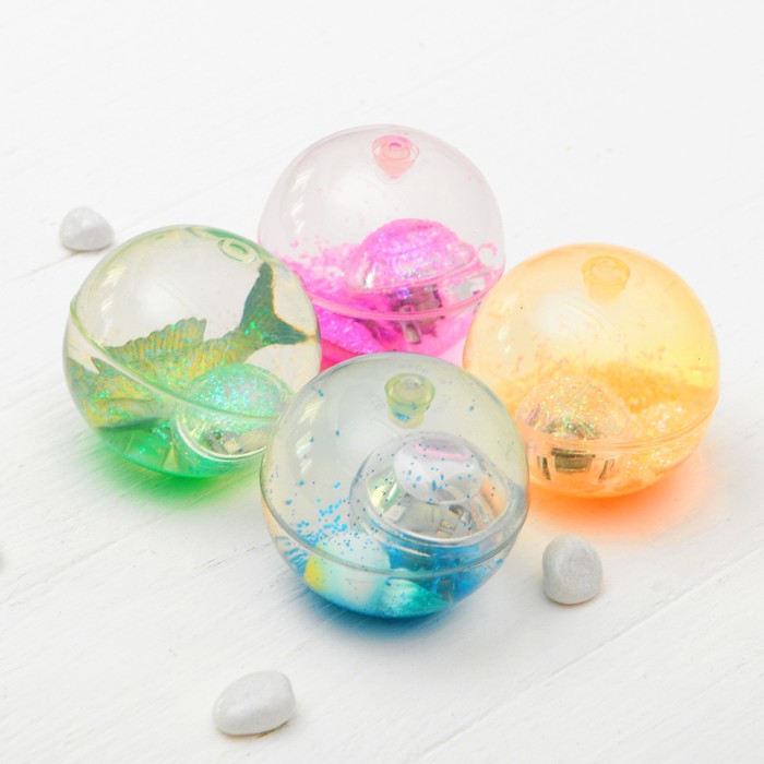 Мяч световой "Морские жители" с водой 6,5 см, виды МИКС